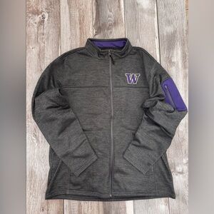 Colosseum Men's XL athletic Washington UW Huskies Full Zip Jacket, Charcoal Grey